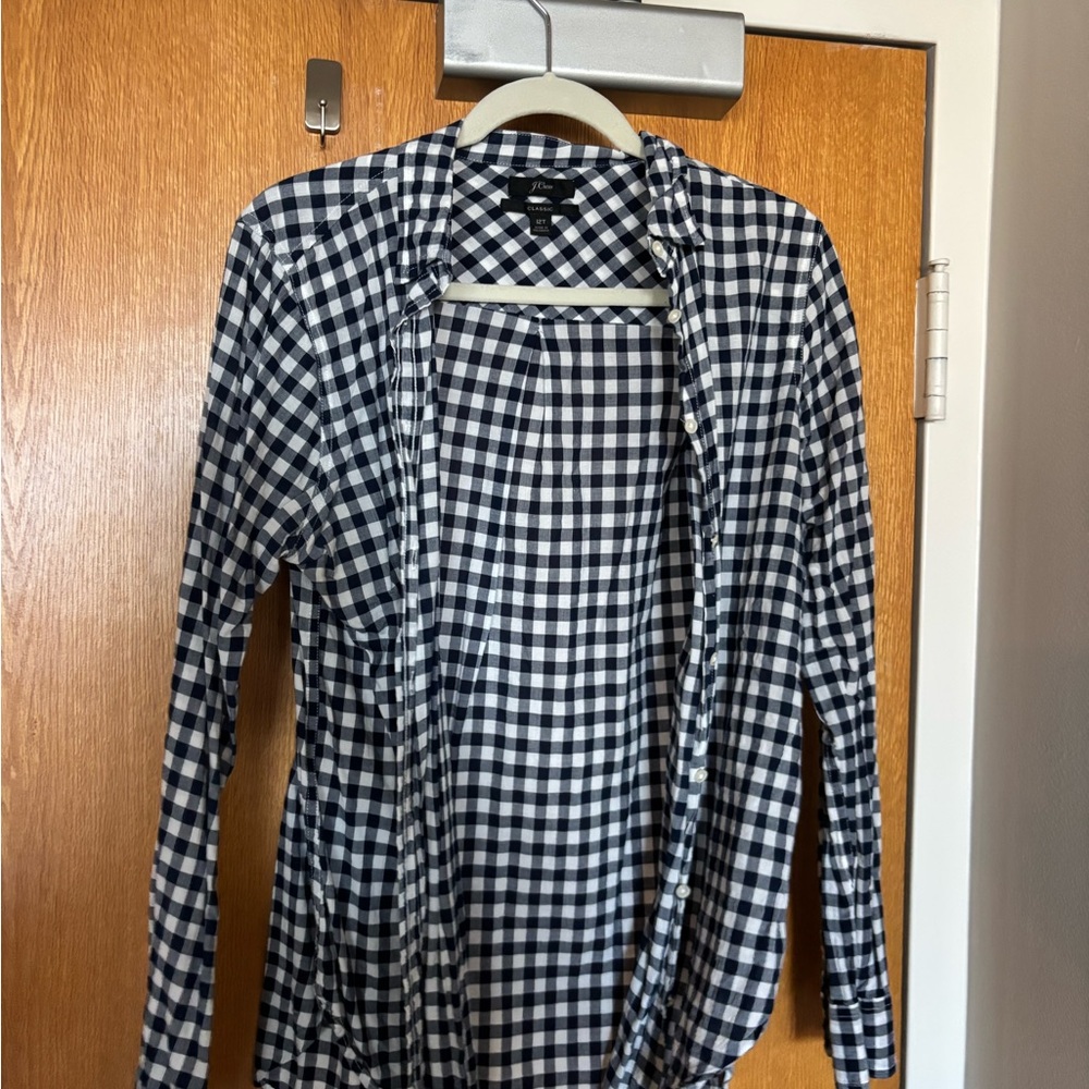 Jcrew Navy and White Checkered Shirt